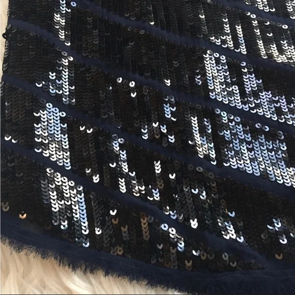 Loft sleeveless sequin sparkly blouse small navy - Picture 3 of 6